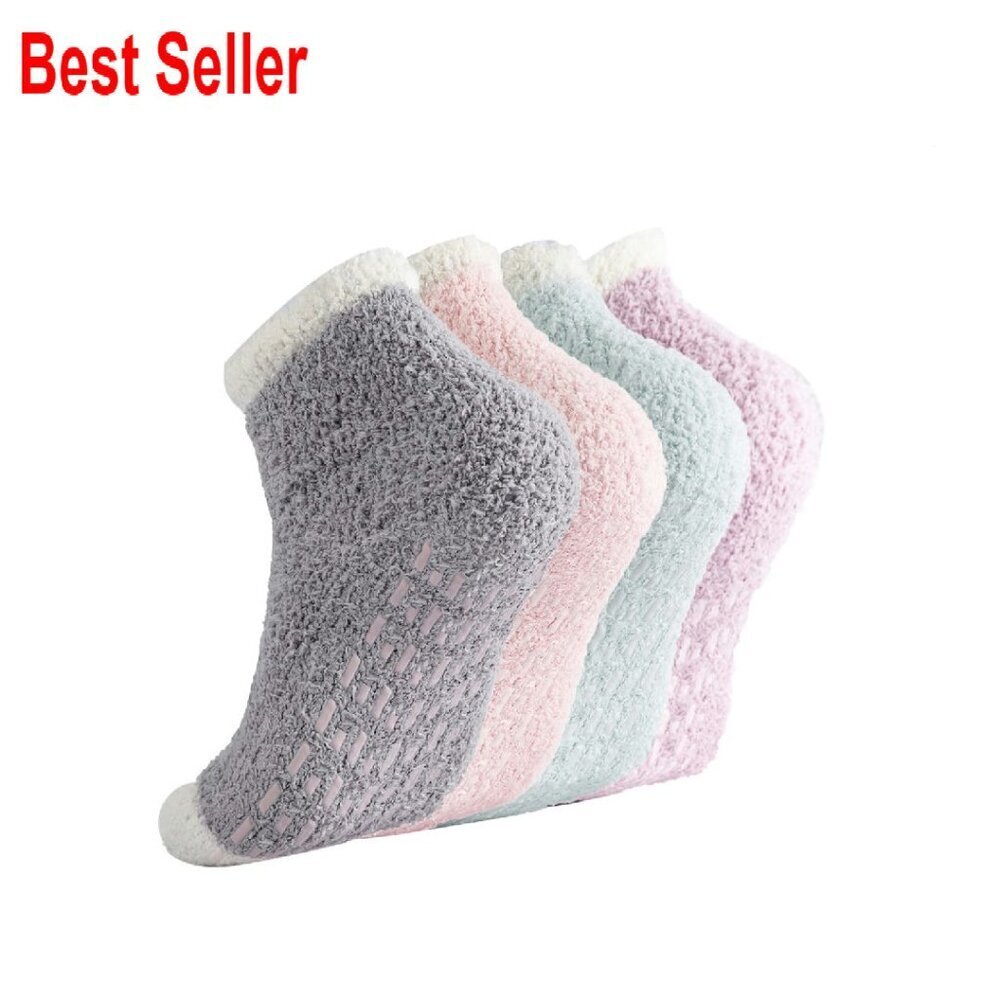 Non-Slip Grip Slipper Socks Cozy Warm Fuzzy Athletic Indoor Exercise